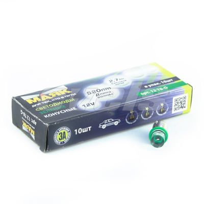 Лампа светодиодная "Маяк" 12V Т8 (BA9S) [1LED CONE] GREEN 3000K 2,8Lm — основное фото